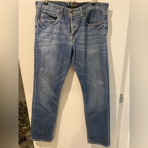 Lucky Brand Blue Straight Jeans with Subtle Distressing